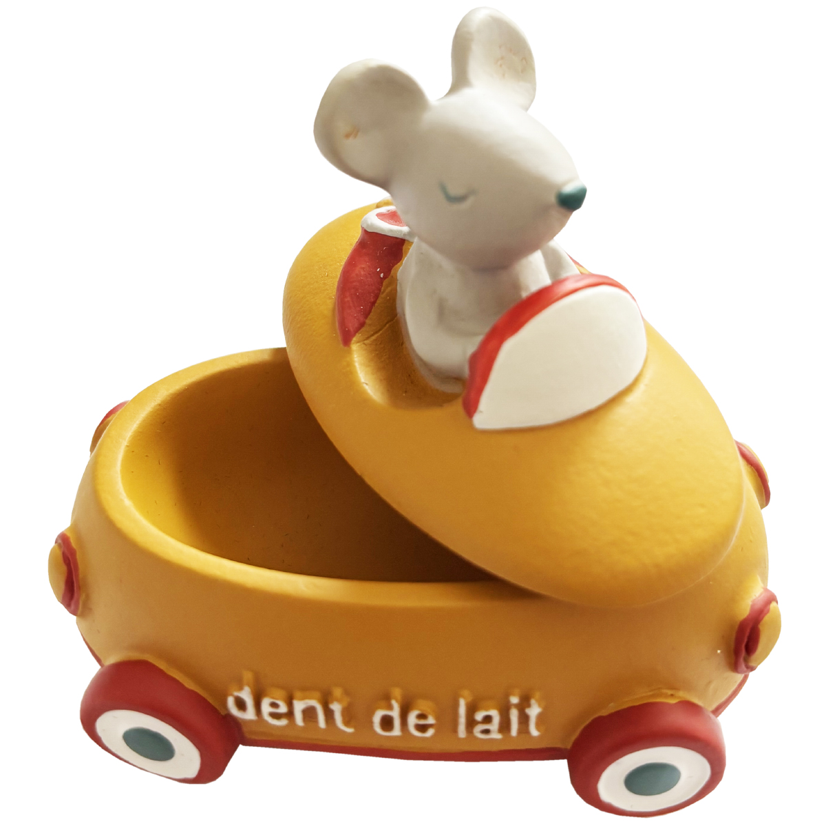 Boite  dents de lait Souris en voiture orange