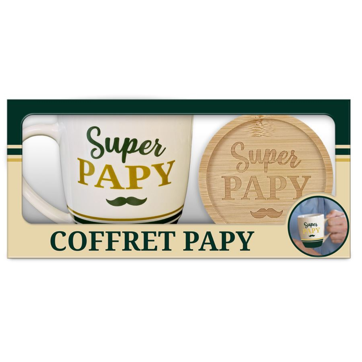 Coffret cadeau grande tasse et sous-tasse Le caf de Papy