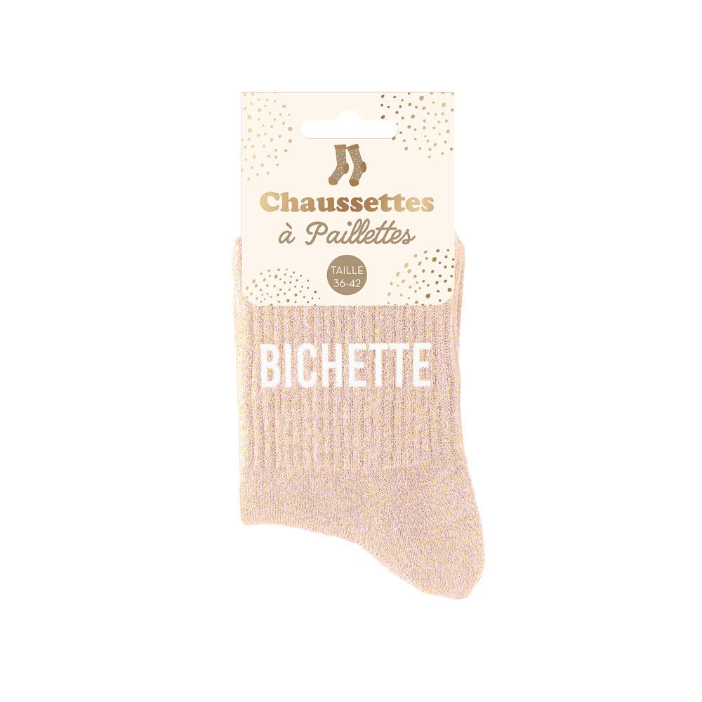 Paire de chaussettes Paillettes Bichette  Rose Pastel