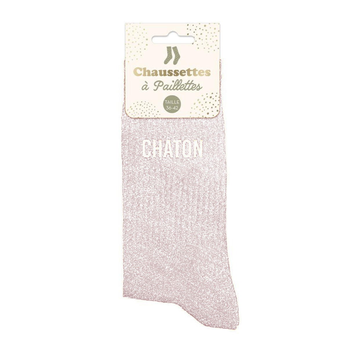 Paire de chaussettes Paillettes Chaton  rose pastel