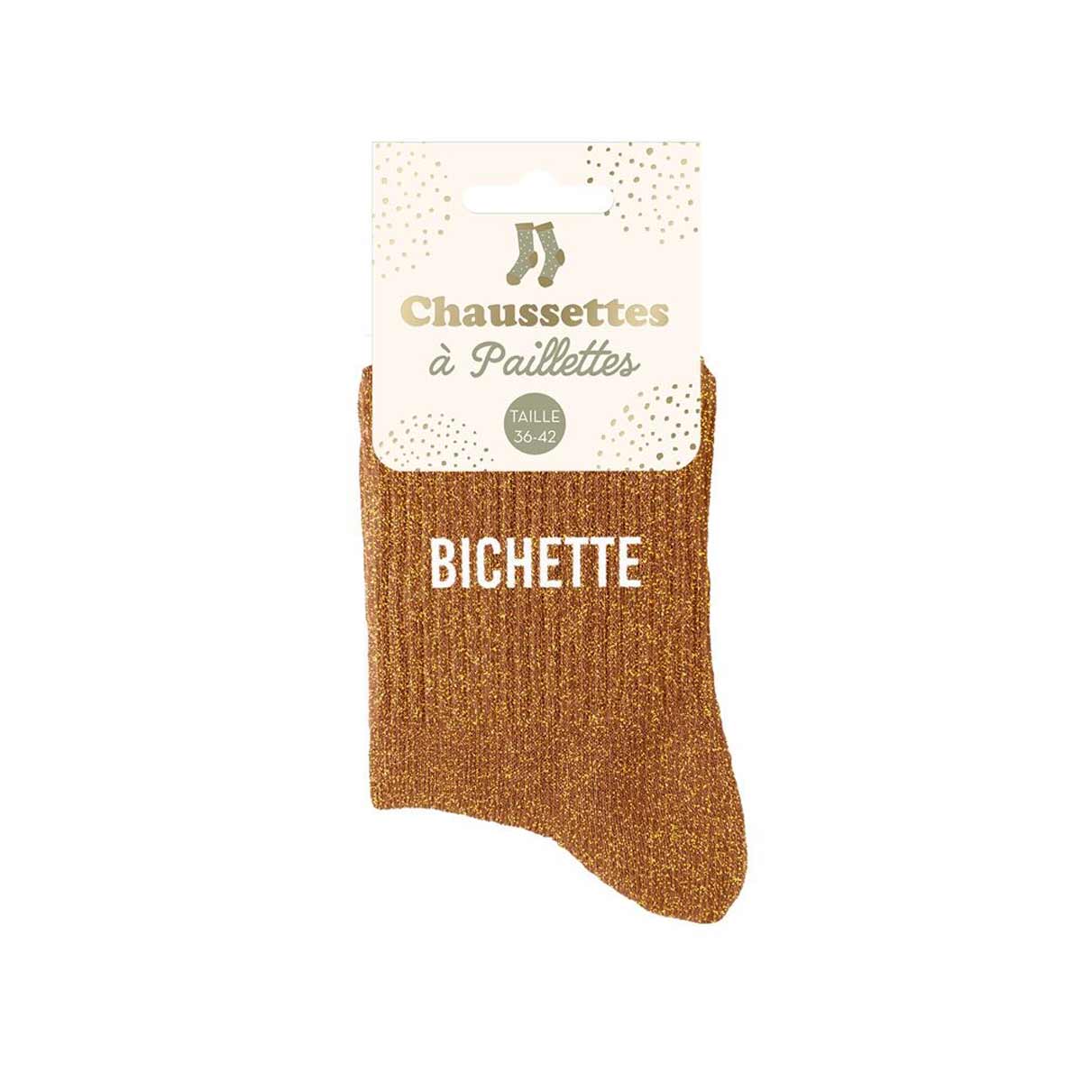 Paire de chaussettes Paillettes Bichette  marron