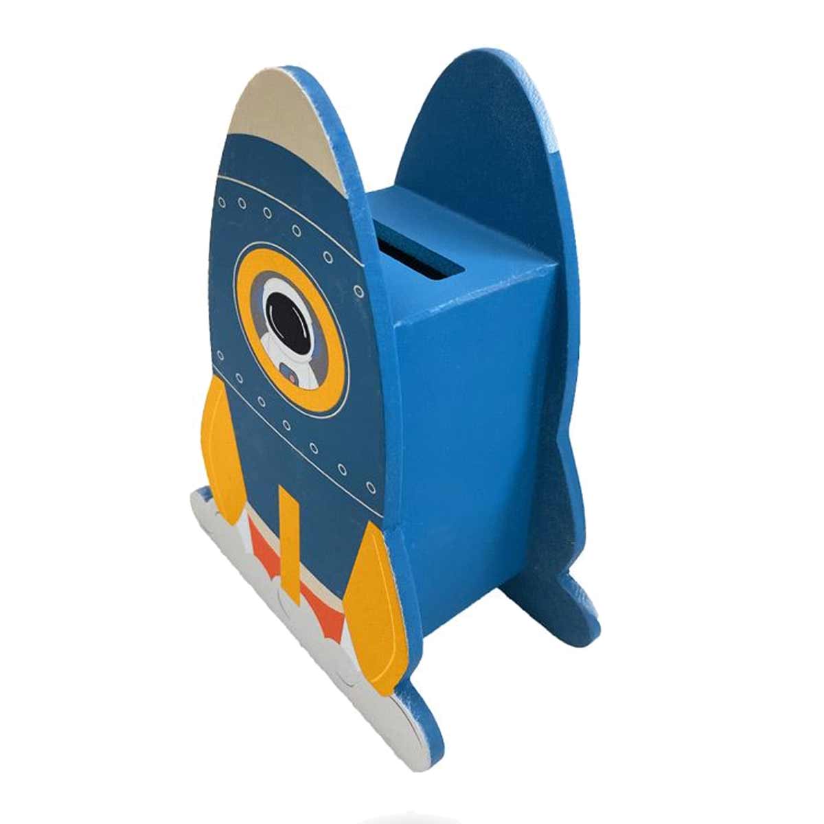 Tirelire pour enfant en forme de fuse bleue