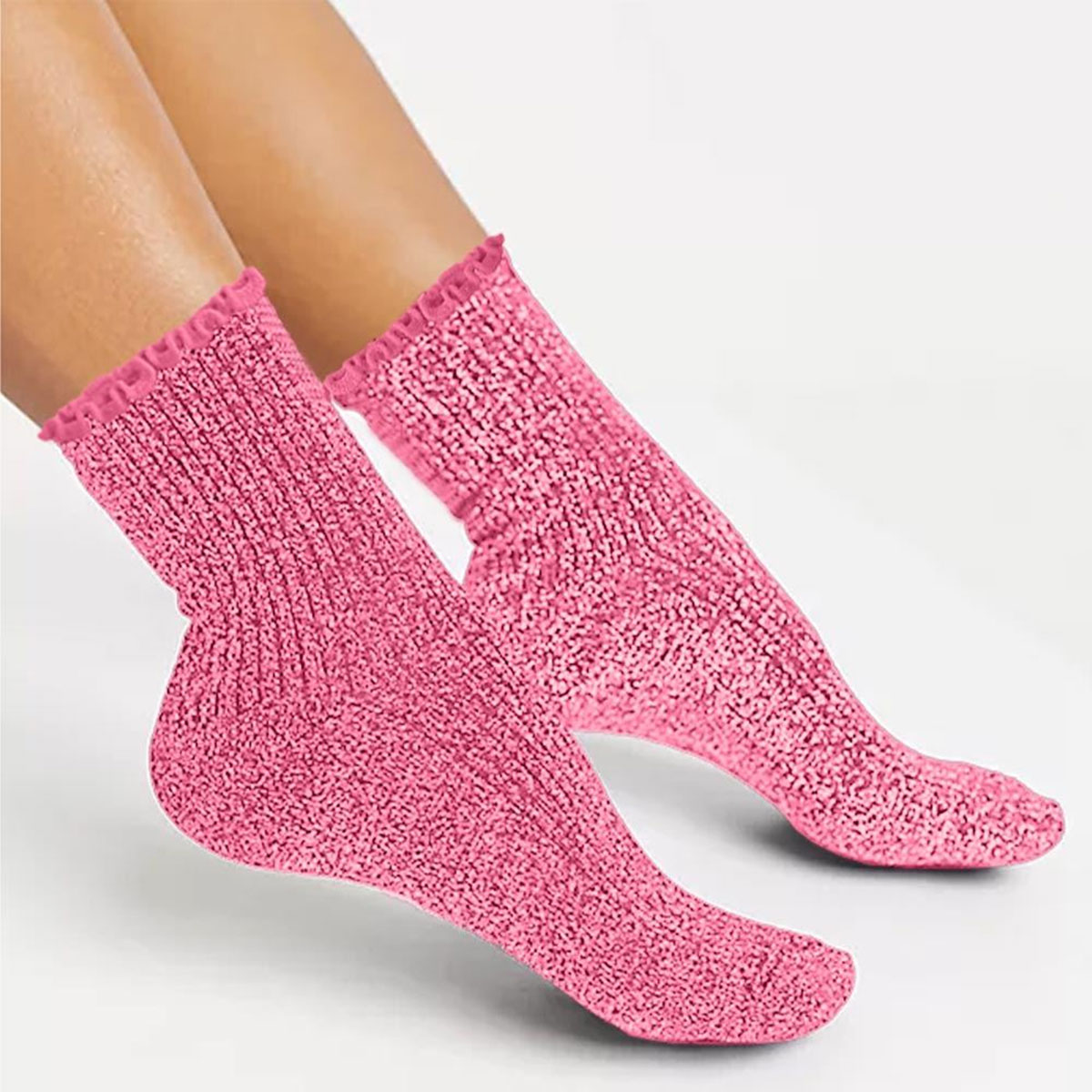 Paire de Chaussettes Paillettes  Feston Bisous  Rose