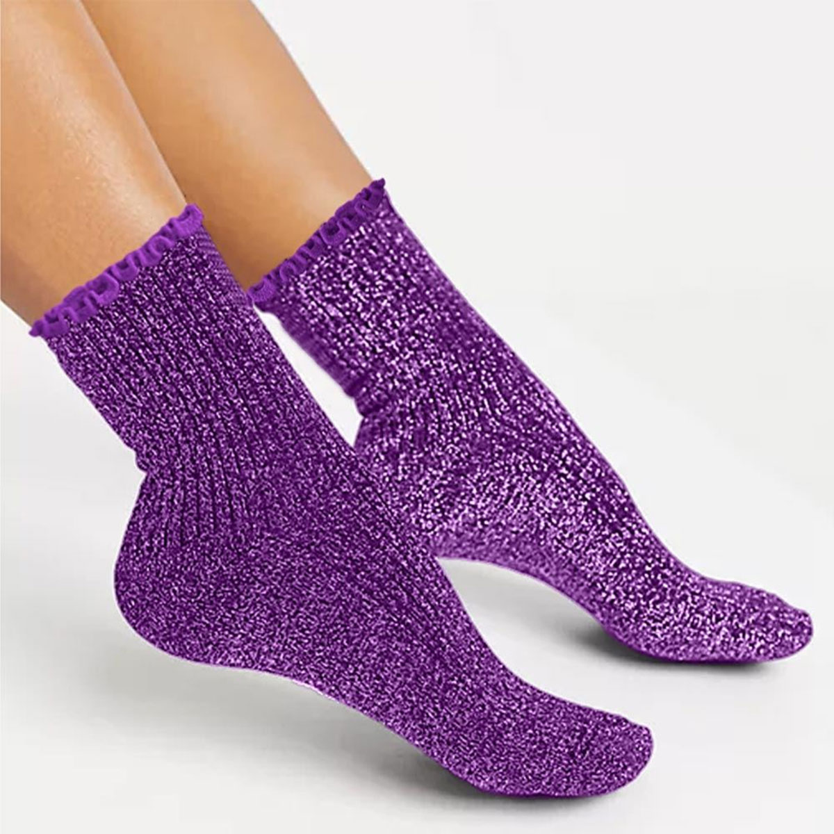 Paire de Chaussettes Paillettes  Feston  Violet