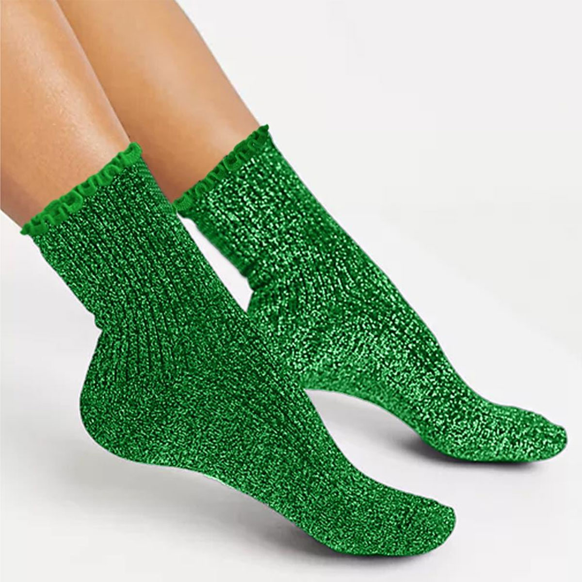 Paire de Chaussettes Paillettes  Feston  Vert