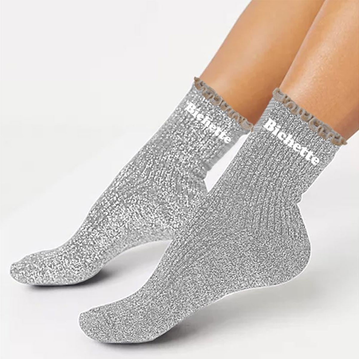 Paire de Chaussettes Festonnes Pailletes Bichette - Gris