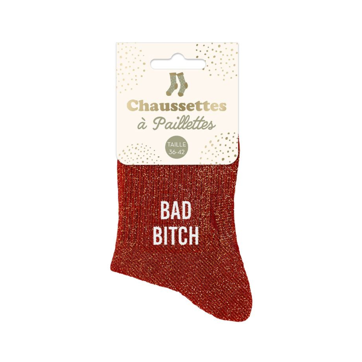 Paire de chaussettes paillettes Bad Bitch Rouge