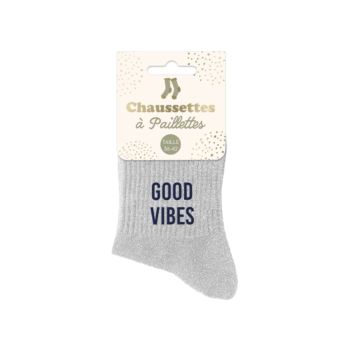 Paire de Chaussettes Paillettes Good Vibes  Gris