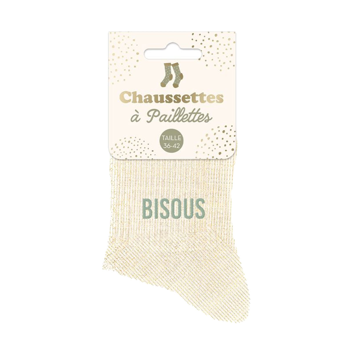 Paire de chaussettes paillettes Bisous  Beige