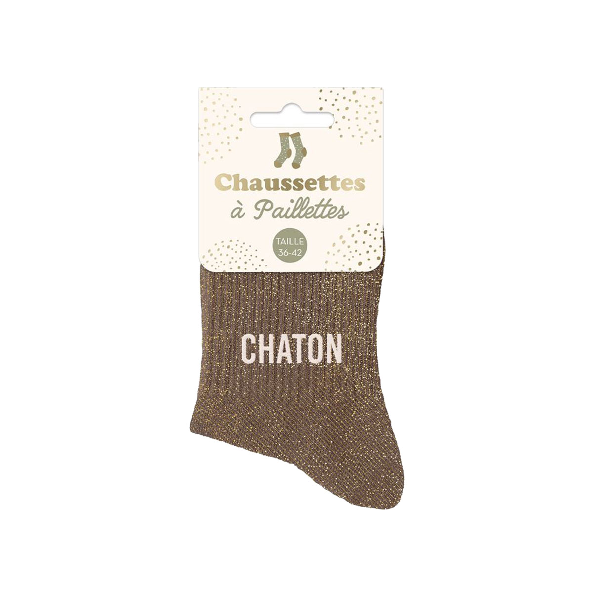 Paire de chaussettes Paillettes Chaton marron