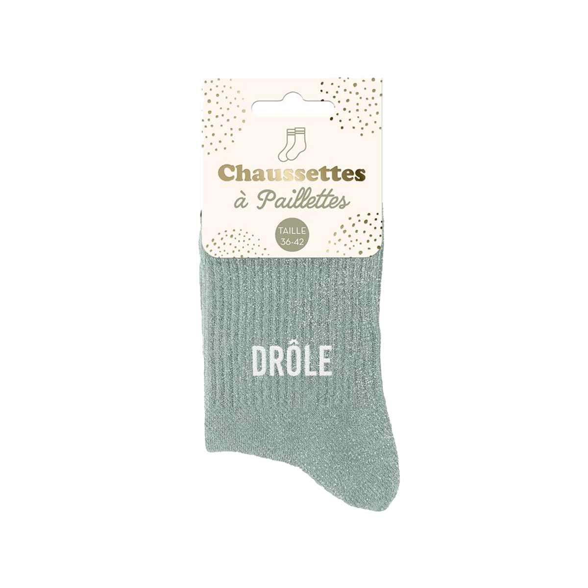 Paire de Chaussettes Pailletes Drle Grises