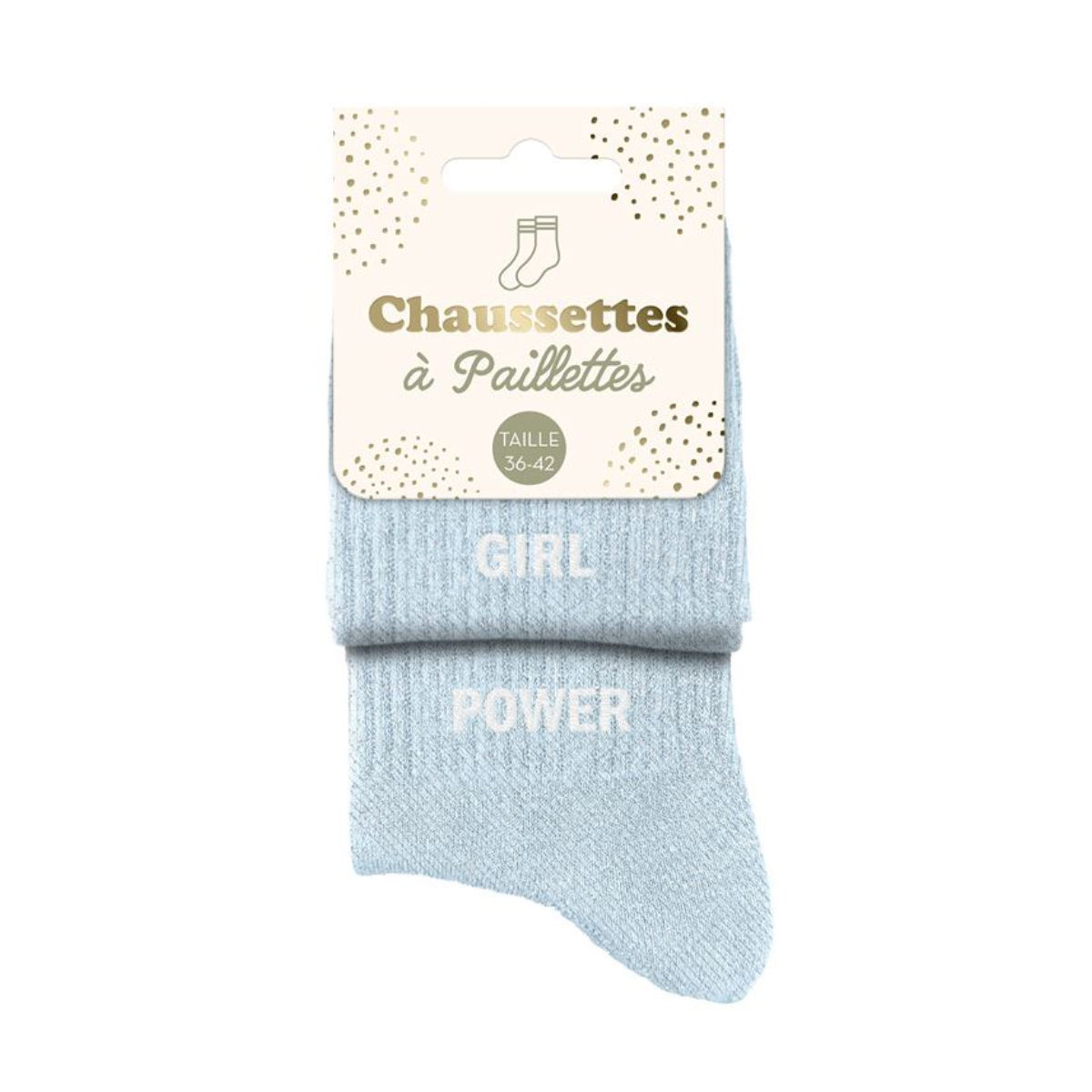 Paire de Chaussettes Pailletes Bleu Ciel Girl Power