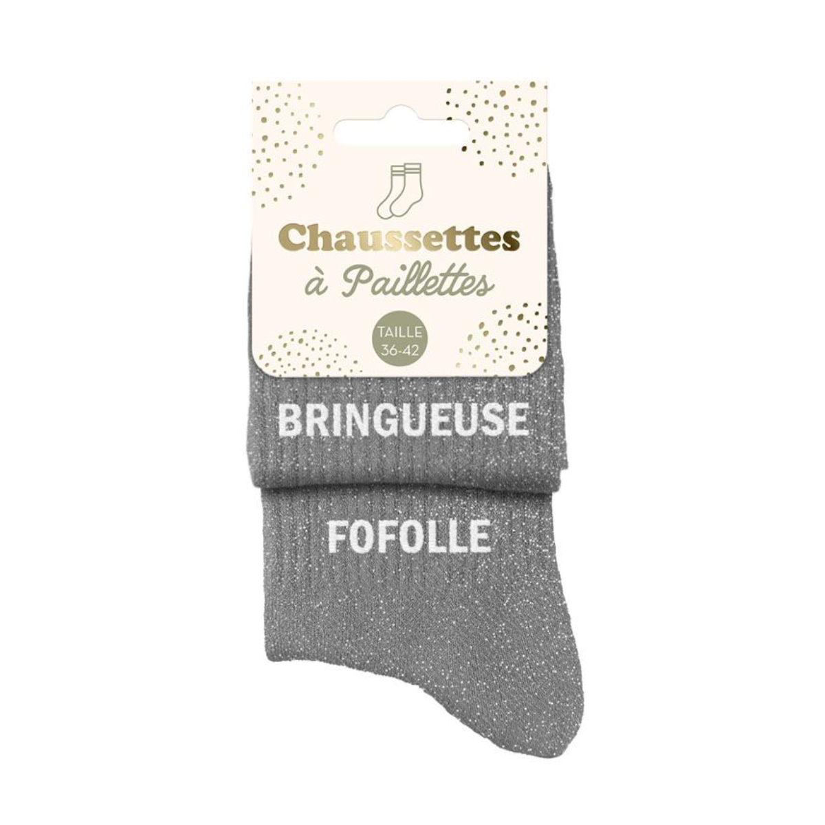 Paire de Chaussettes Pailletes Grises Bringueuse Fofolle