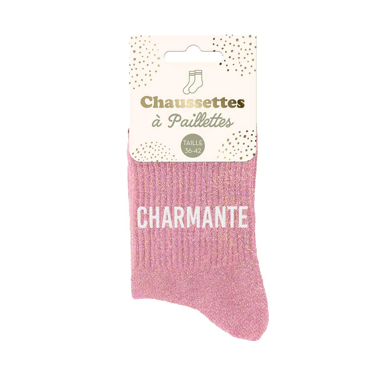 Paire de Chaussettes Pailletes Charmante Rose