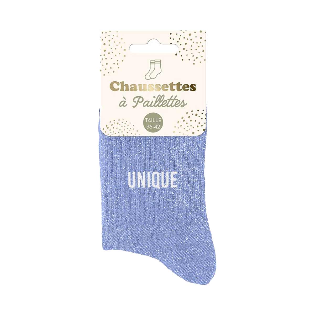 Paire de Chaussettes Pailletes Unique Bleu Clair