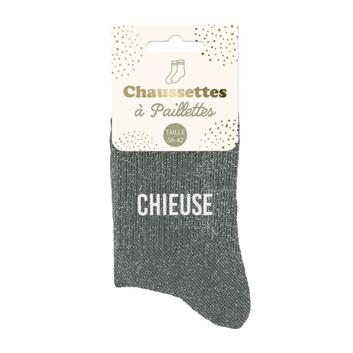 Paire de Chaussettes Pailletes Chieuse Grise