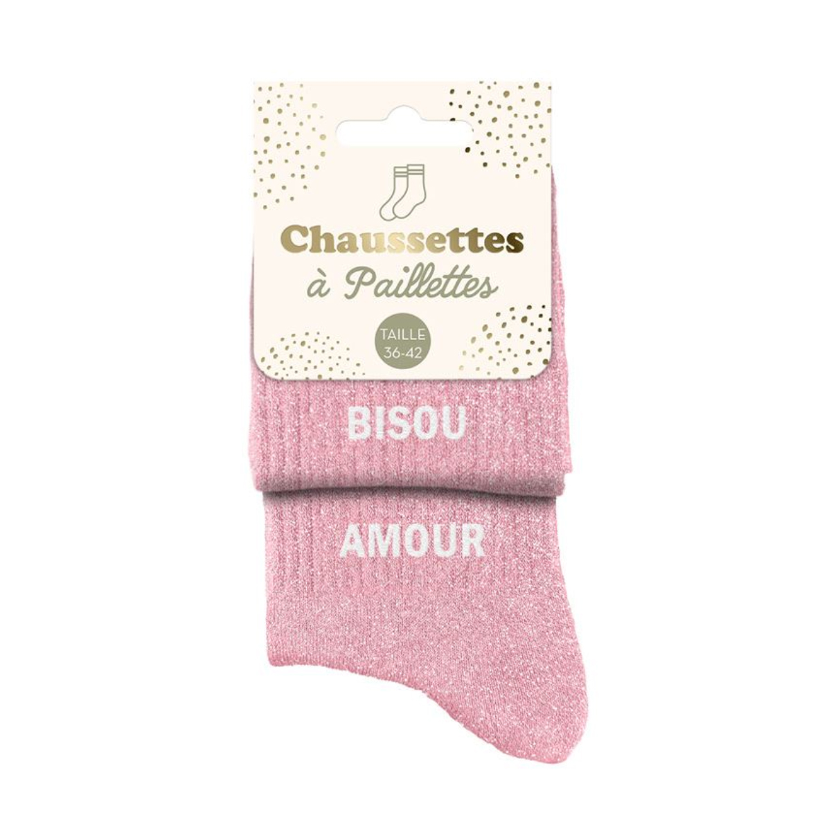 Paire de Chaussettes Pailletes Dpareilles Rose Bisou Amour