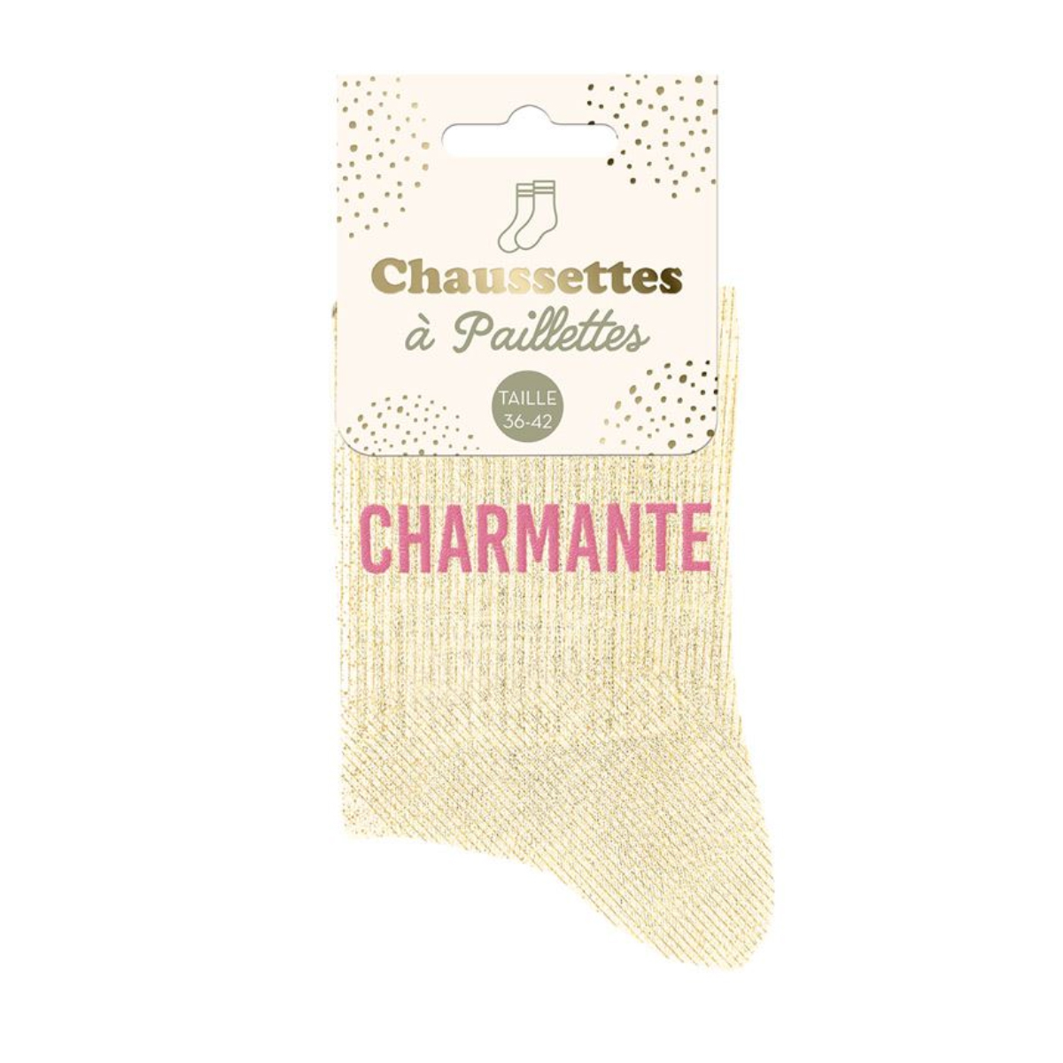 Paire de Chaussettes Pailletes Charmante Beige