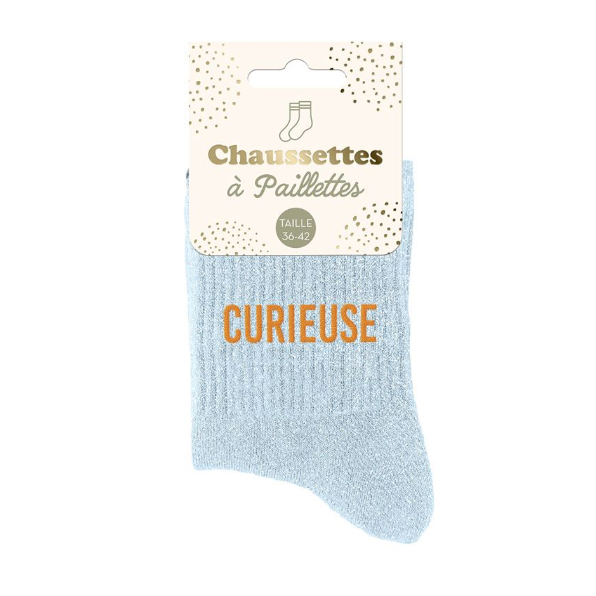 Paire de Chaussettes Pailletes Curieuse Bleu Clair