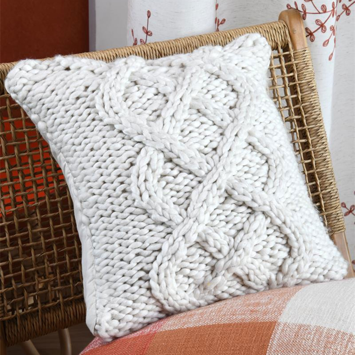 Coussin Adonis cru aspect tricot 45 cm