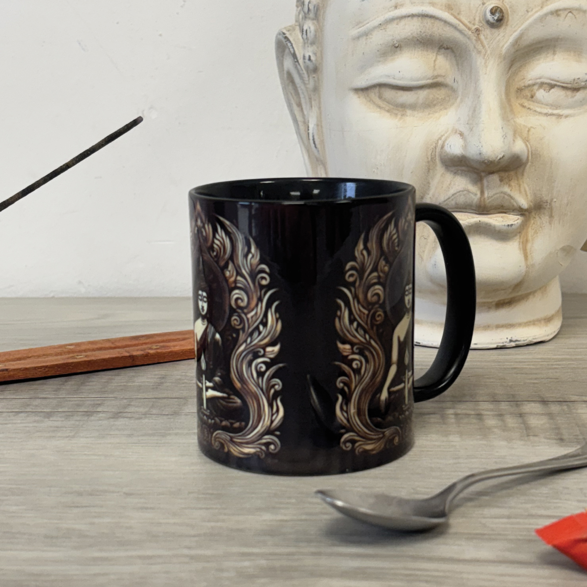 Mug lumire de Bouddha noir  350 ml