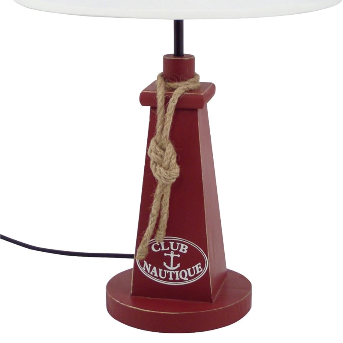 Lampe phare maritime en bois rouge 48 cm