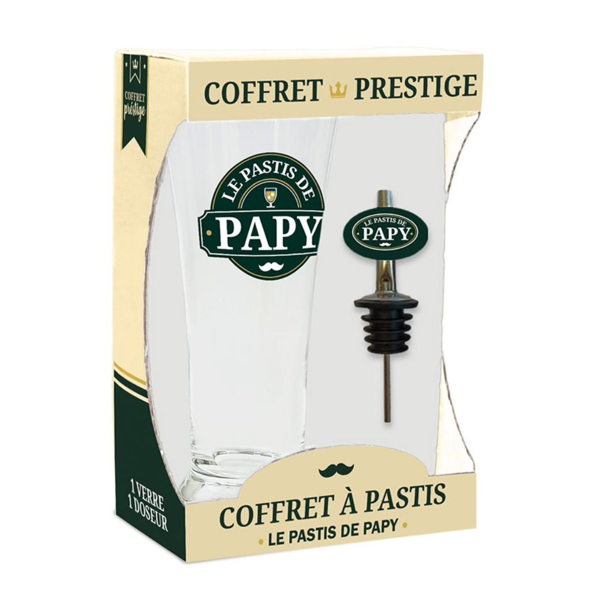 Coffret cadeau verre  pastis et bec verseur assorti Papy