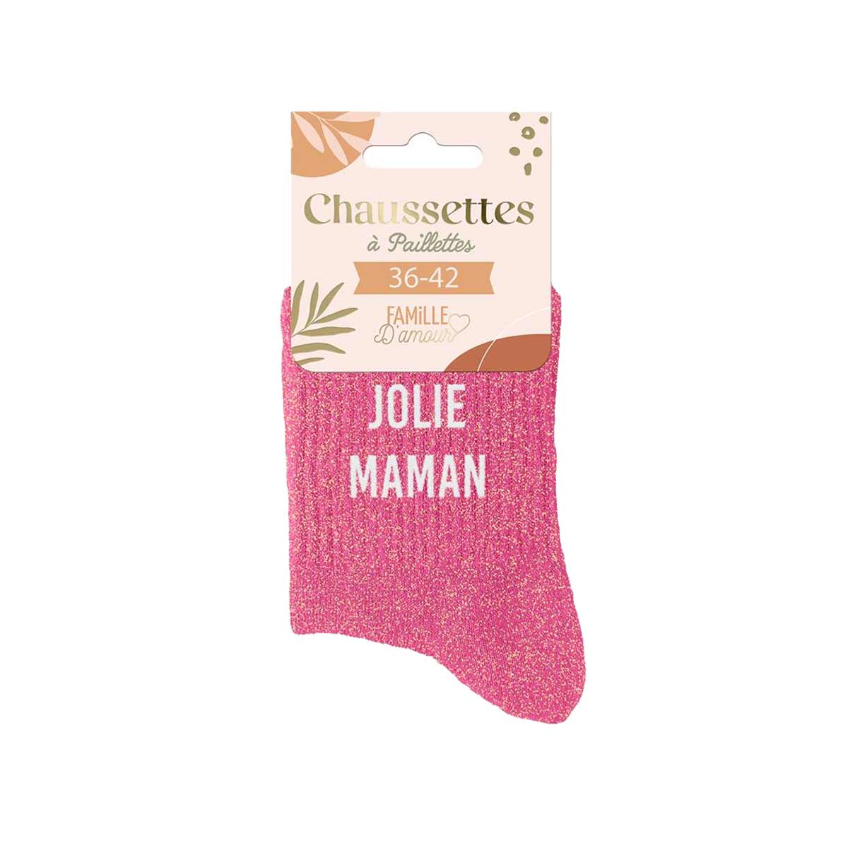 Paire de chaussettes paillettes Jolie Maman rose