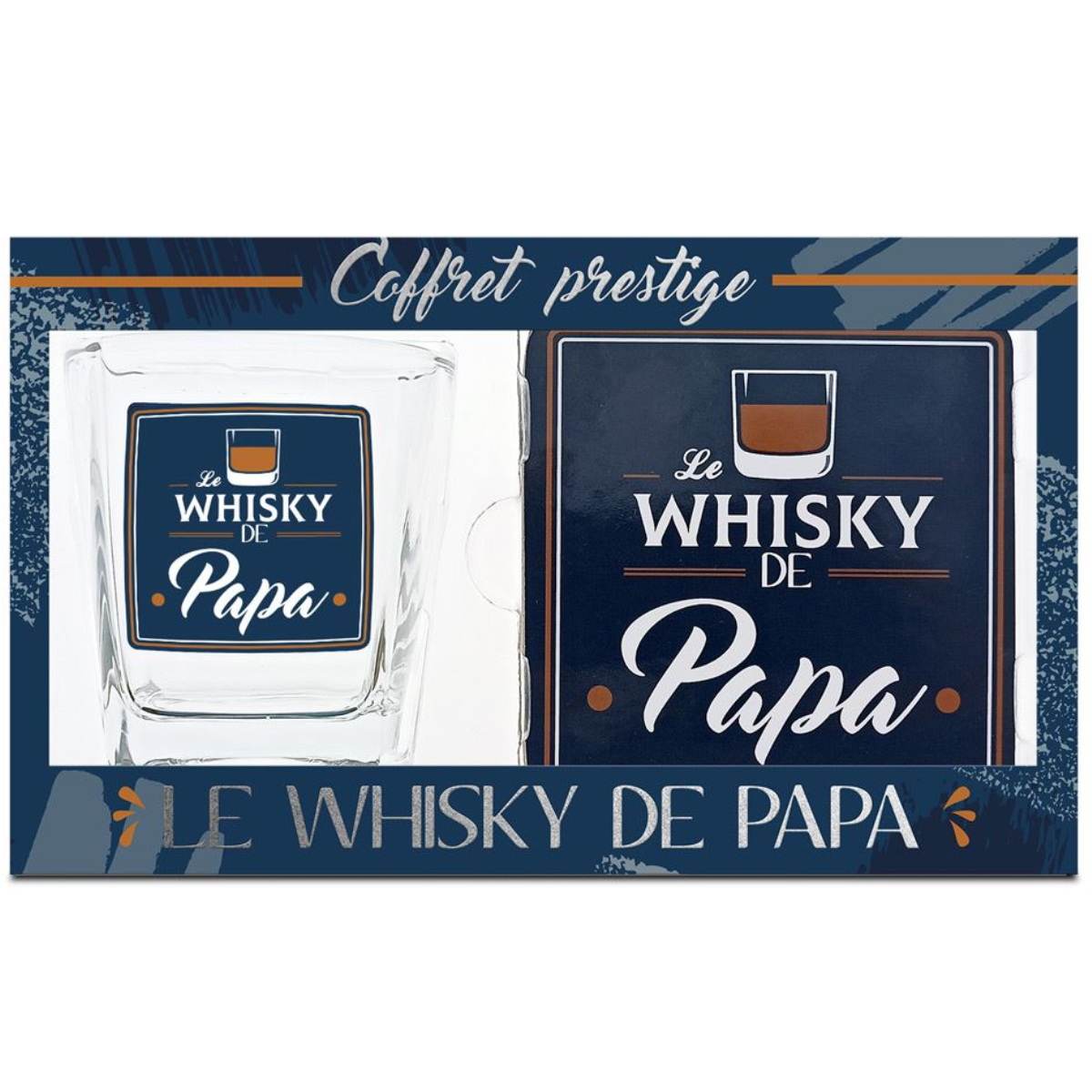 Set verre  whisky et dessous de verre - Le Whisky de Papa