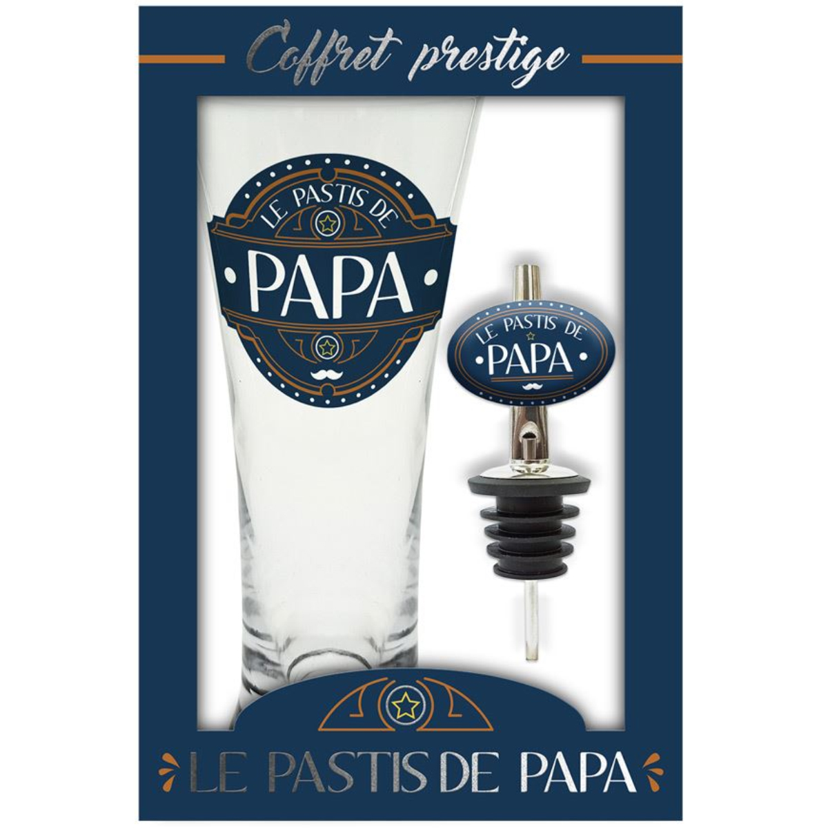 Coffret cadeau verre  pastis et bec verseur assorti Papa