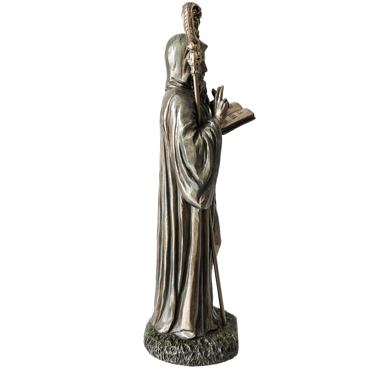 Figurine Saint Benot en bronze coul  froid 23 cm