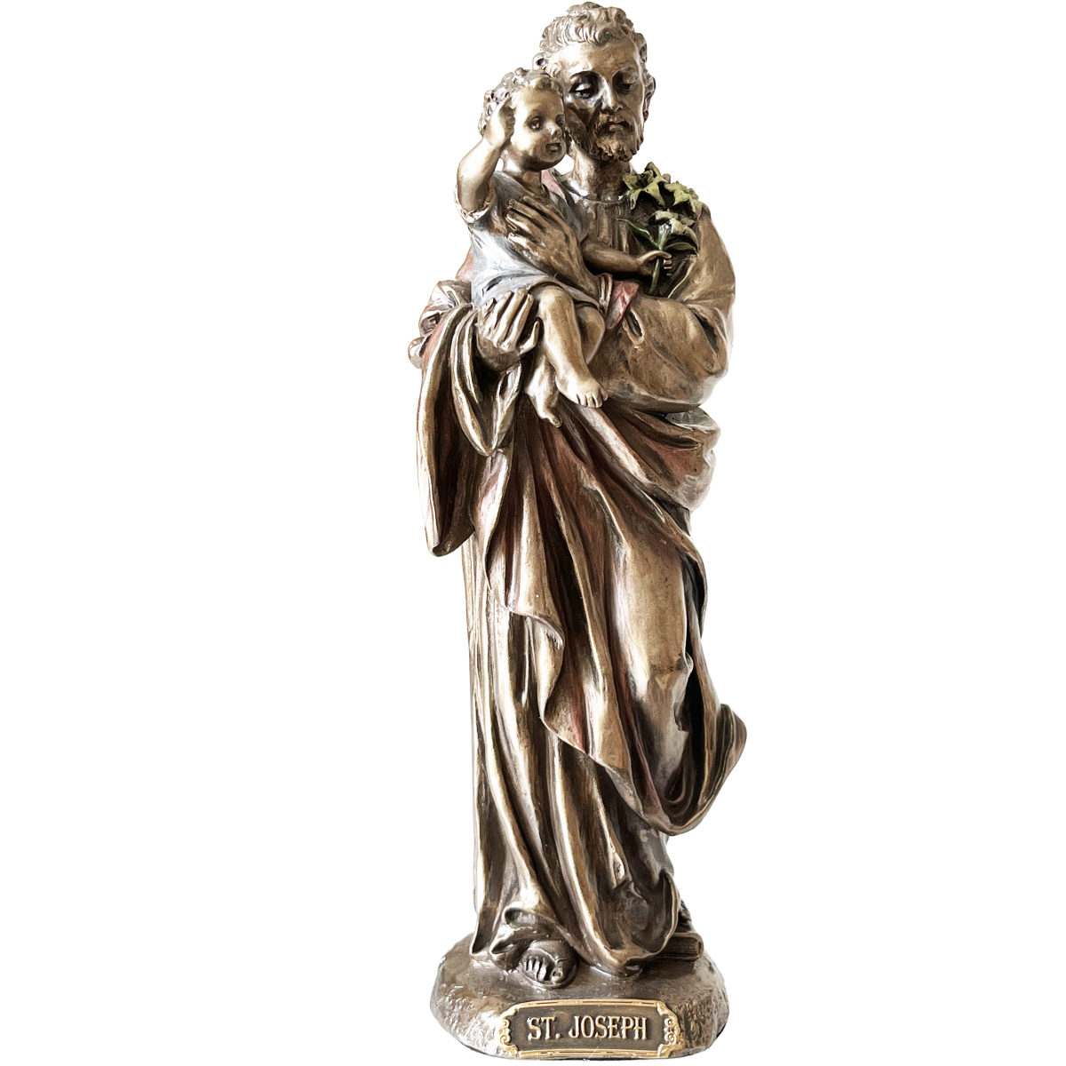 Figurine Saint Joseph en bronze coul  froid 21 cm