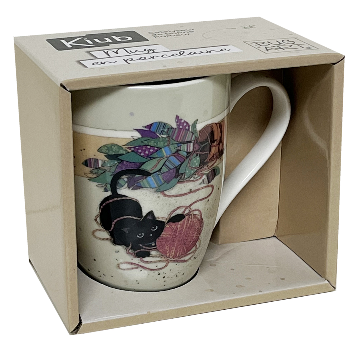 Mug Chaton jouant avec une pelote en Porcelaine - 340 ml