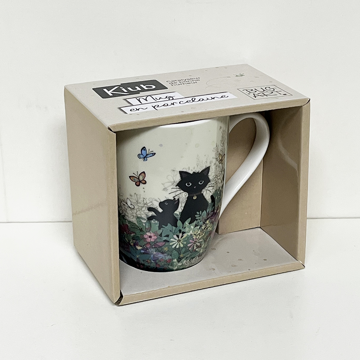 Mug chats et papillons en porcelaine - 340 ml - Bug Art