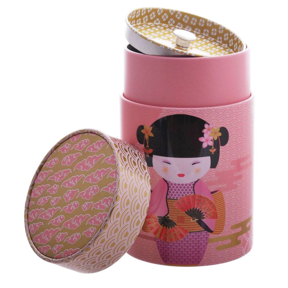 Boite  Th Little Geisha en mtal - 150 grs - Rose