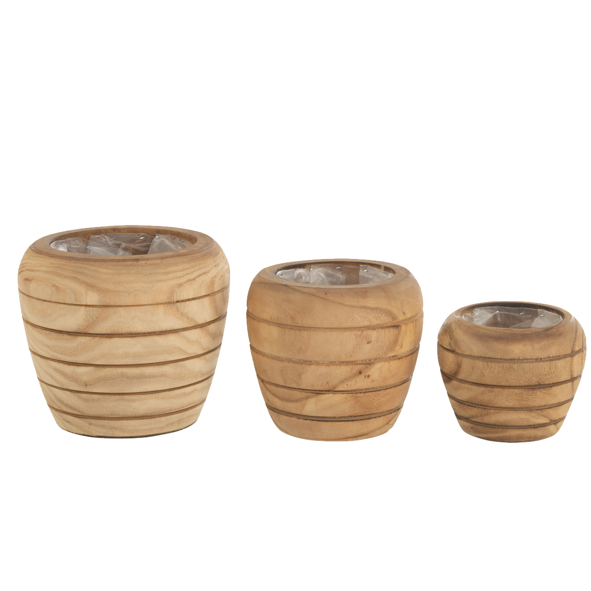 Cache-pot en bois naturel cisel 20 cm