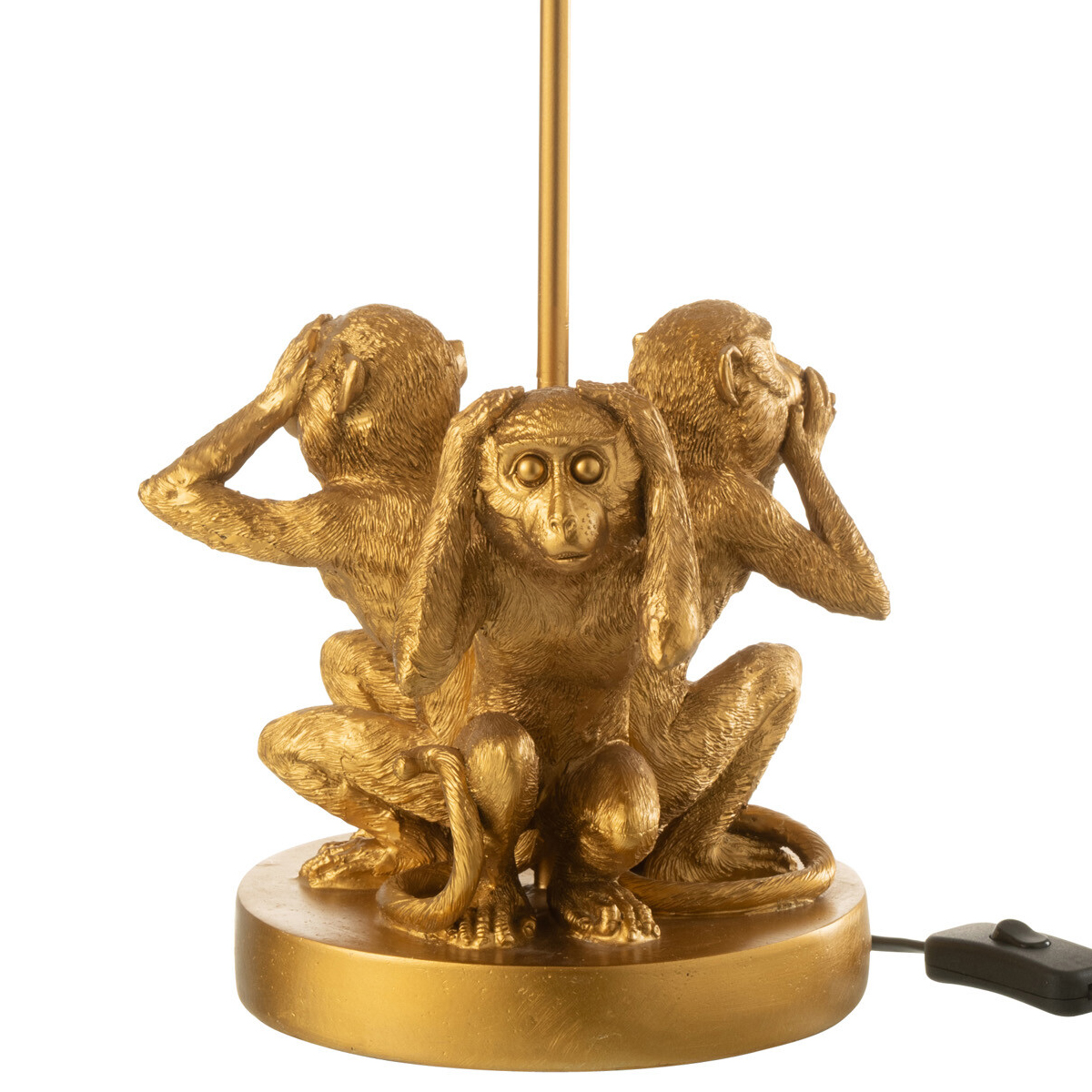 Lampe dore 3 Singes de la sagesse en rsine 53 cm