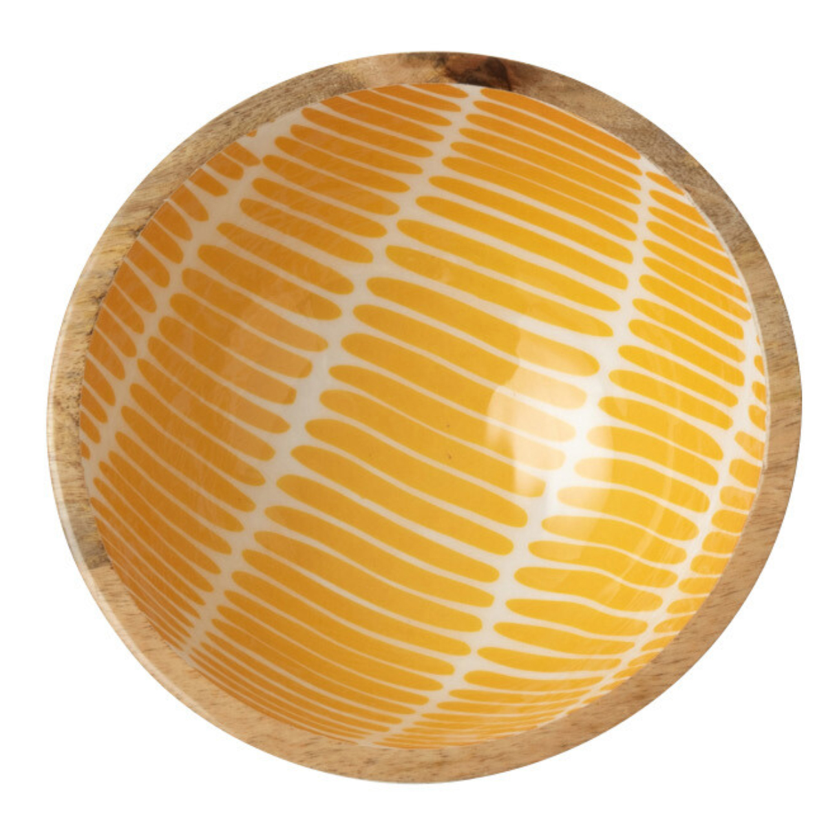 Saladier en manguier dcor 30 cm - jaune et blanc