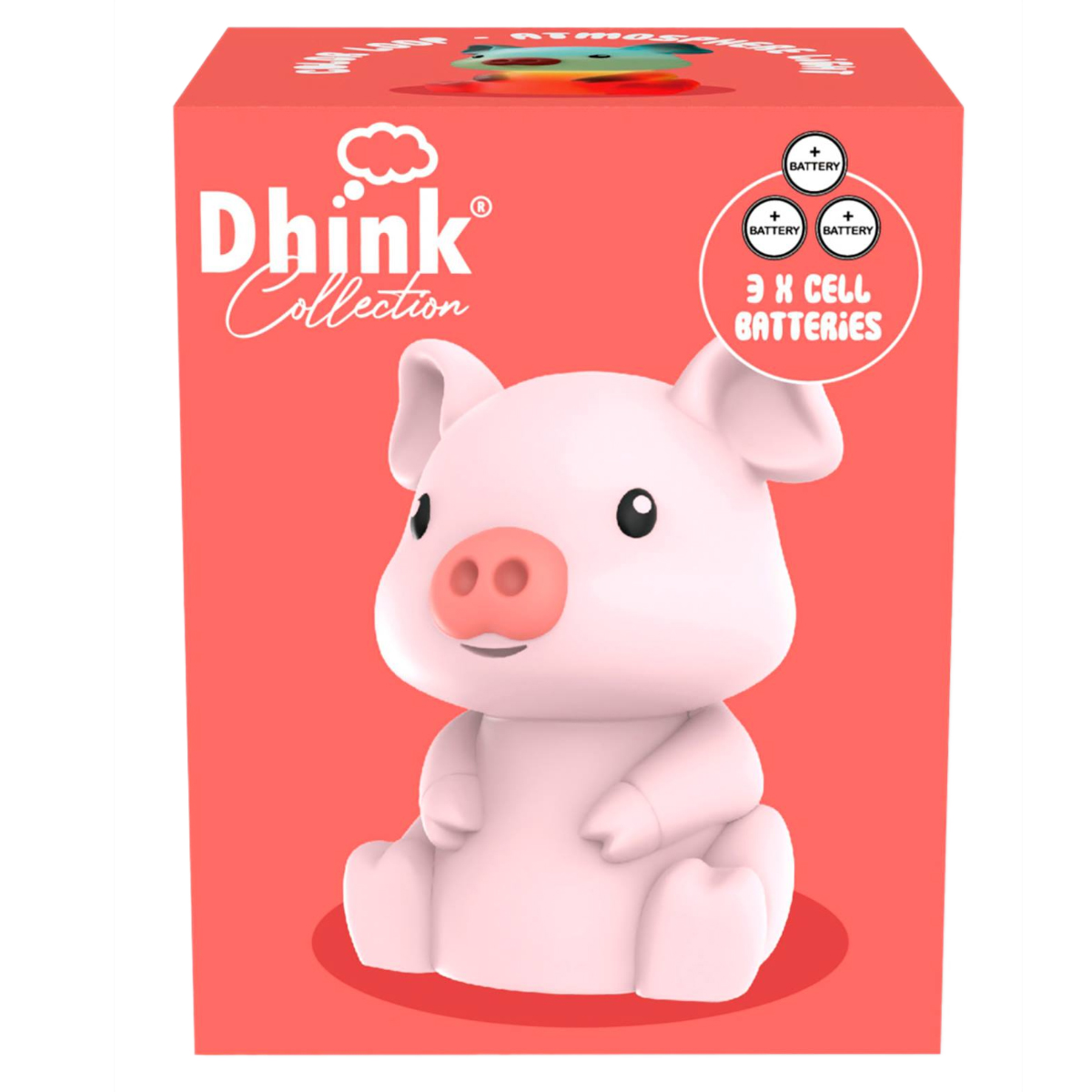 Mini veilleuse petit cochon rose LED variation de couleurs