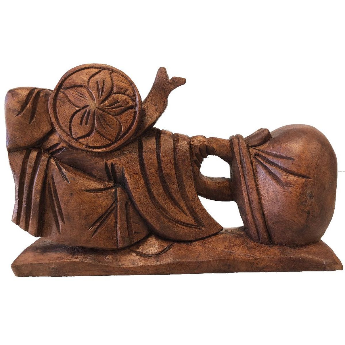 Figurine Bouddha de L'Abondance - en bois 20 cm