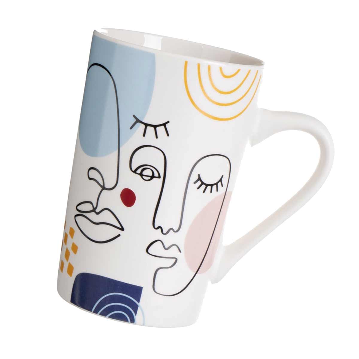 Ensemble de 4 mugs visages en cramique