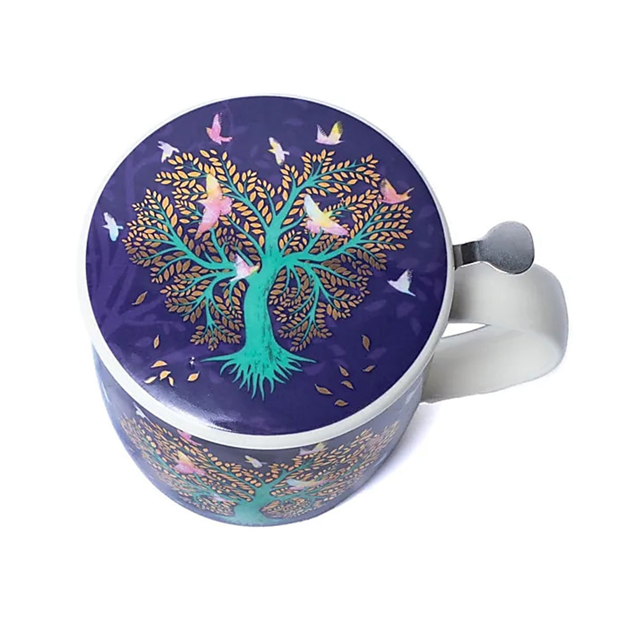 Tisanire en porcelaine Violette avec infuseur - Lovebirds