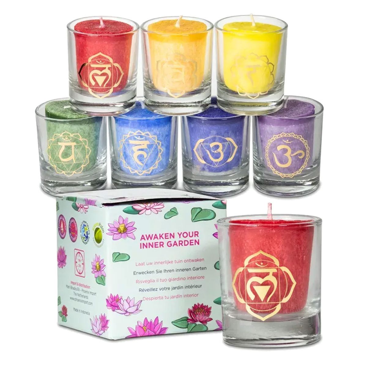 Coffret de 7 bougies votives Chakra parfumes