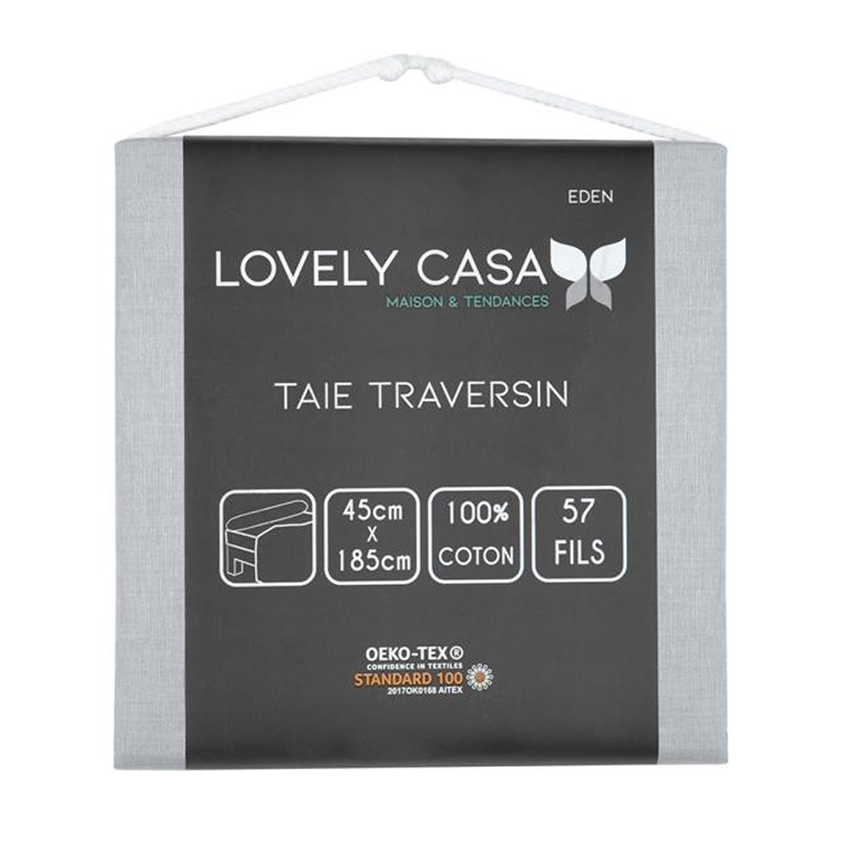 Taie de traversin Eden 45 x 185 cm - gris souris