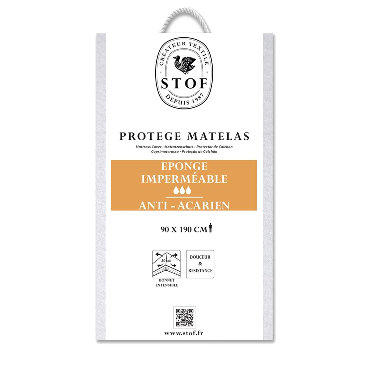 Protge-Matelas Sonia en ponge impermable 90 x 190 cm