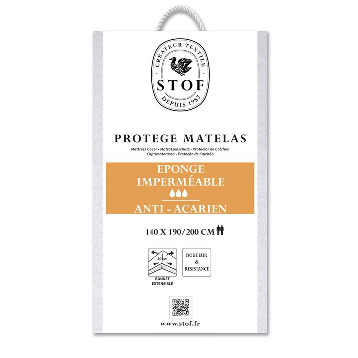 Protge-Matelas Sonia en ponge impermable 140 x 190 cm