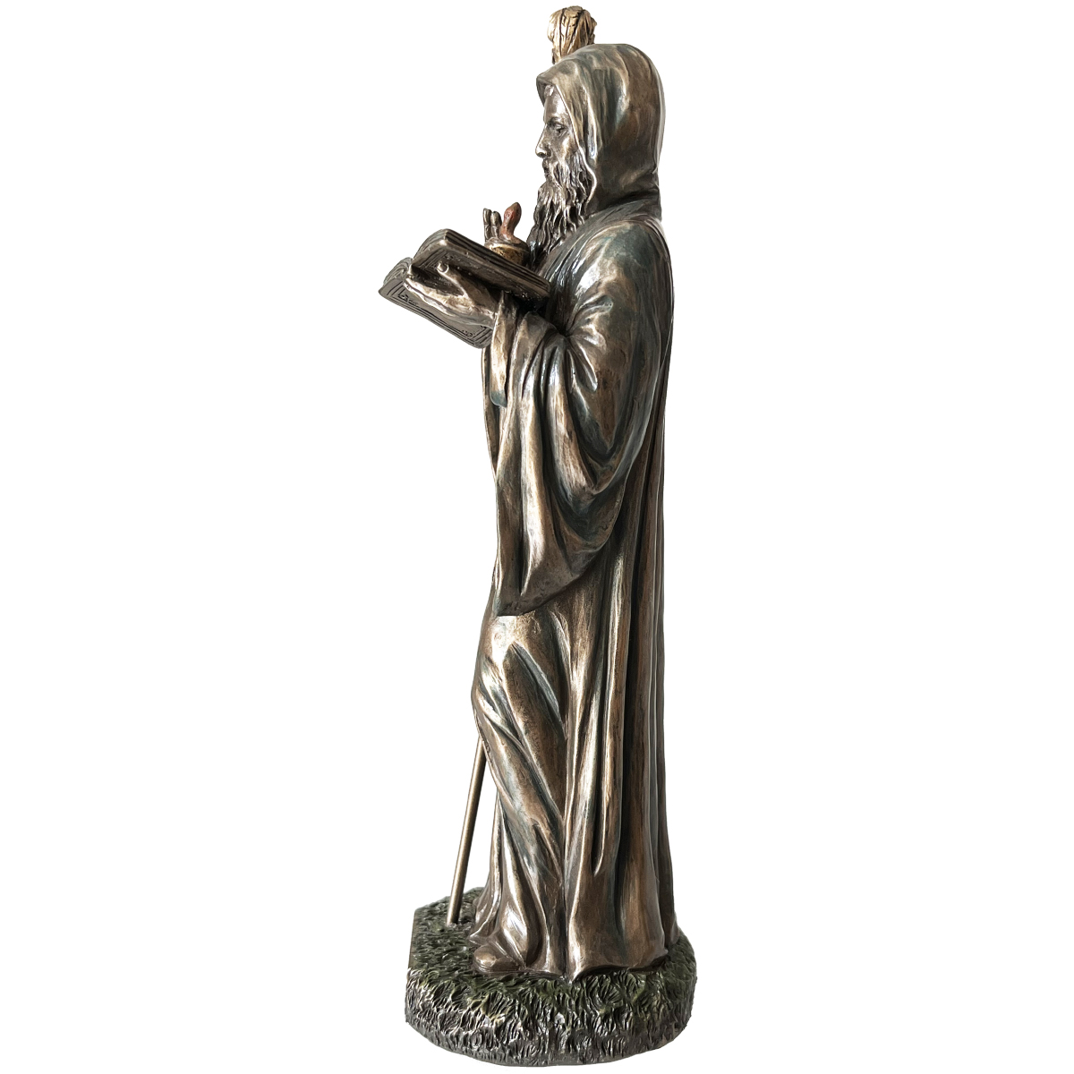 Figurine Saint Benot en bronze coul  froid 23 cm