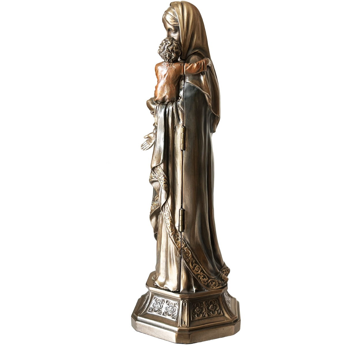 Figurine Vierge  l'enfant en bronze coul  froid 21 cm