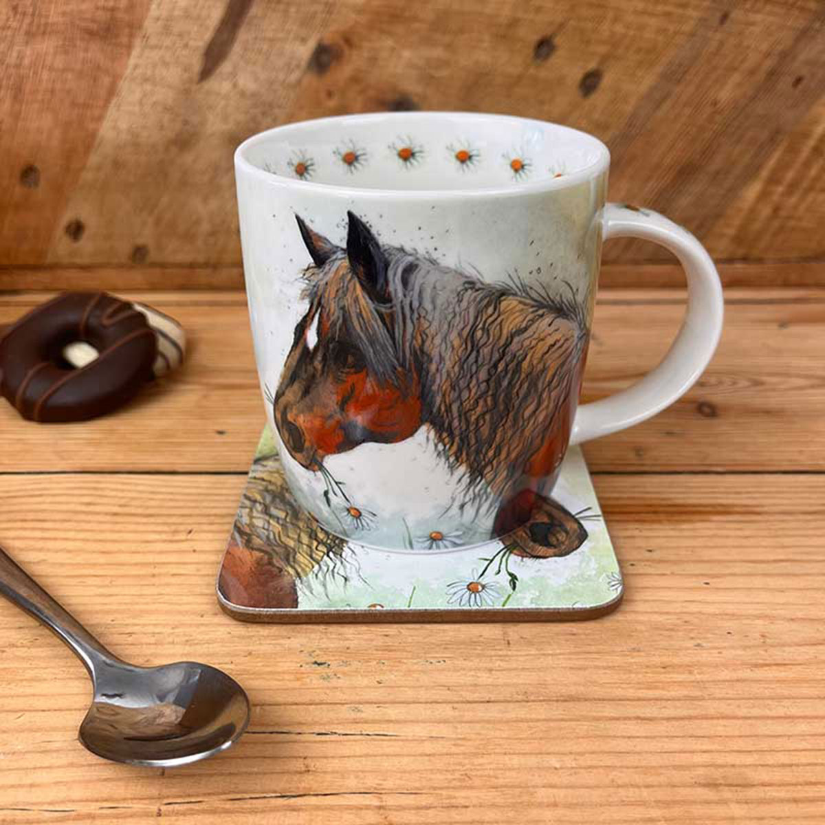 Mug en porcelaine Cheval et fleurs par Alex Clark