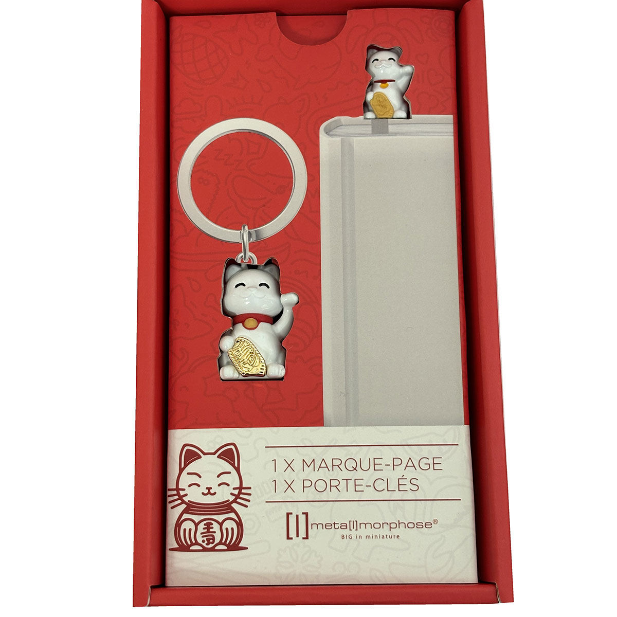 Porte-cls et marque-pages Maneki Neko en coffret cadeau